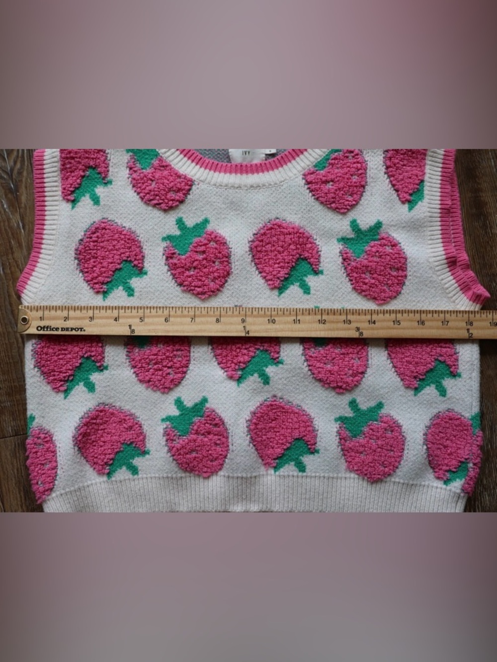 Luna Ivy Anthropologie Womens Strawberry Sweater Vest Textured Cottagecore Top M - Picture 12 of 14